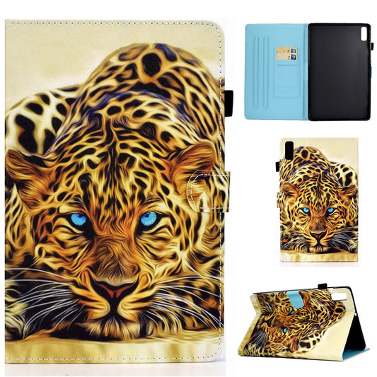 For Lenovo Tab M9 TB-310FU A1 Pattern Printing Folio Cover PU Leather Stand Card Slot Tablet Case - Leopard