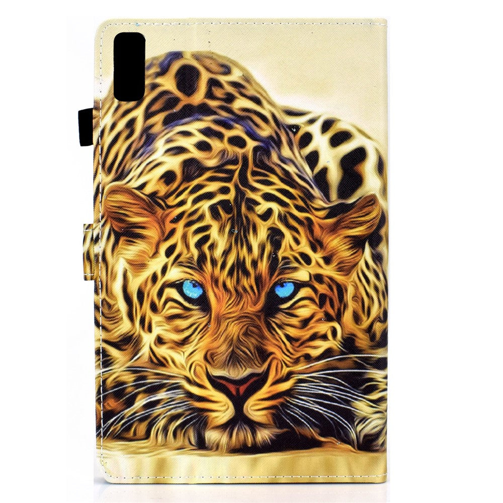 For Lenovo Tab M9 TB-310FU A1 Pattern Printing Folio Cover PU Leather Stand Card Slot Tablet Case - Leopard