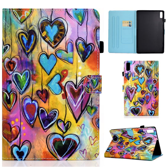 For Lenovo Tab M9 TB-310FU A1 Pattern Printing Folio Cover PU Leather Stand Card Slot Tablet Case - Heart