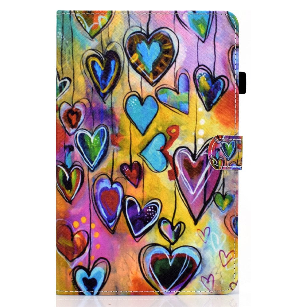 For Lenovo Tab M9 TB-310FU A1 Pattern Printing Folio Cover PU Leather Stand Card Slot Tablet Case - Heart