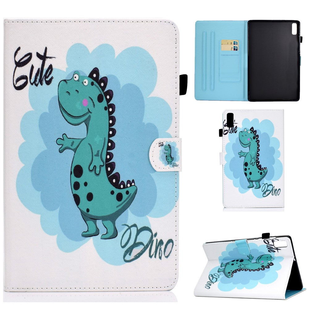 For Lenovo Tab M9 TB-310FU A1 Pattern Printing Folio Cover PU Leather Stand Card Slot Tablet Case - Dinosaur