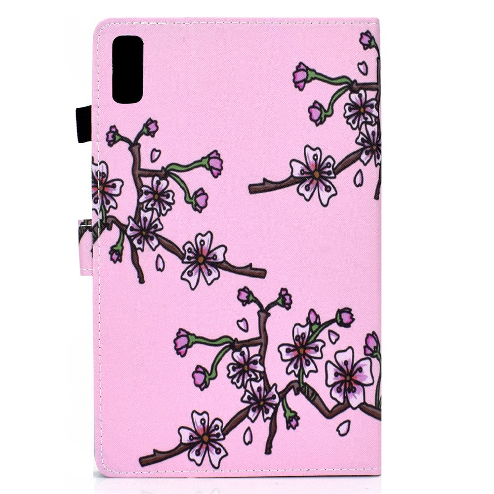 For Lenovo Tab M9 TB-310FU A1 Pattern Printing Folio Cover PU Leather Stand Card Slot Tablet Case - Pink Plum Blossom