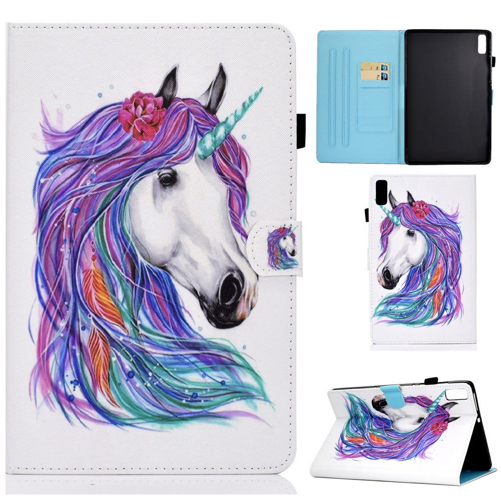 For Lenovo Tab M9 TB-310FU PU Leather Tablet Case A2 Pattern Printing Stand Card Slot Cover - Horse