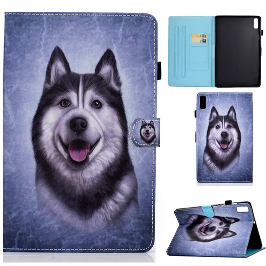 For Lenovo Tab M9 TB-310FU PU Leather Tablet Case A2 Pattern Printing Stand Card Slot Cover - Husky