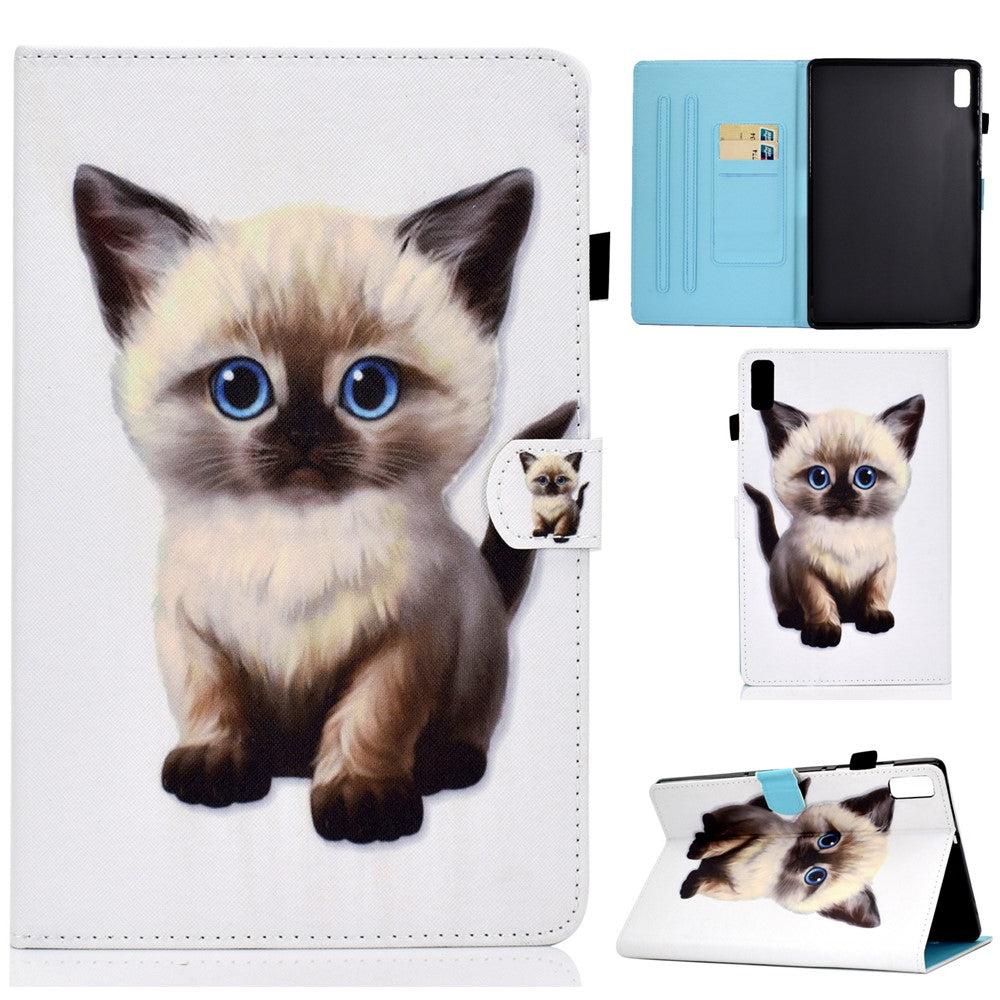 For Lenovo Tab M9 TB-310FU PU Leather Tablet Case A2 Pattern Printing Stand Card Slot Cover - Little Cat