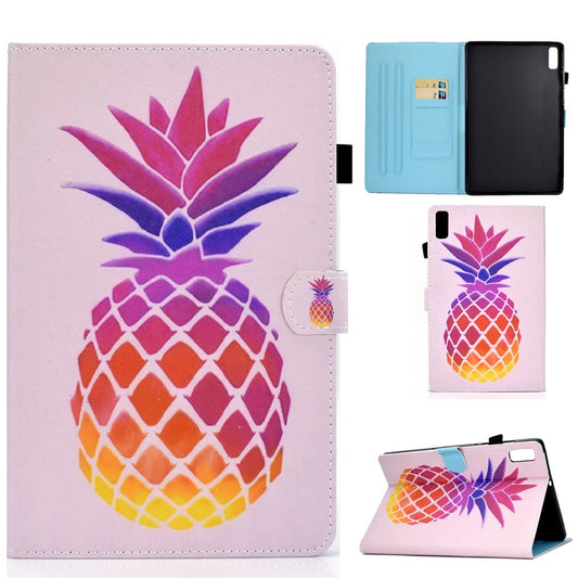 For Lenovo Tab M9 TB-310FU PU Leather Tablet Case A2 Pattern Printing Stand Card Slot Cover - Pink Pineapple