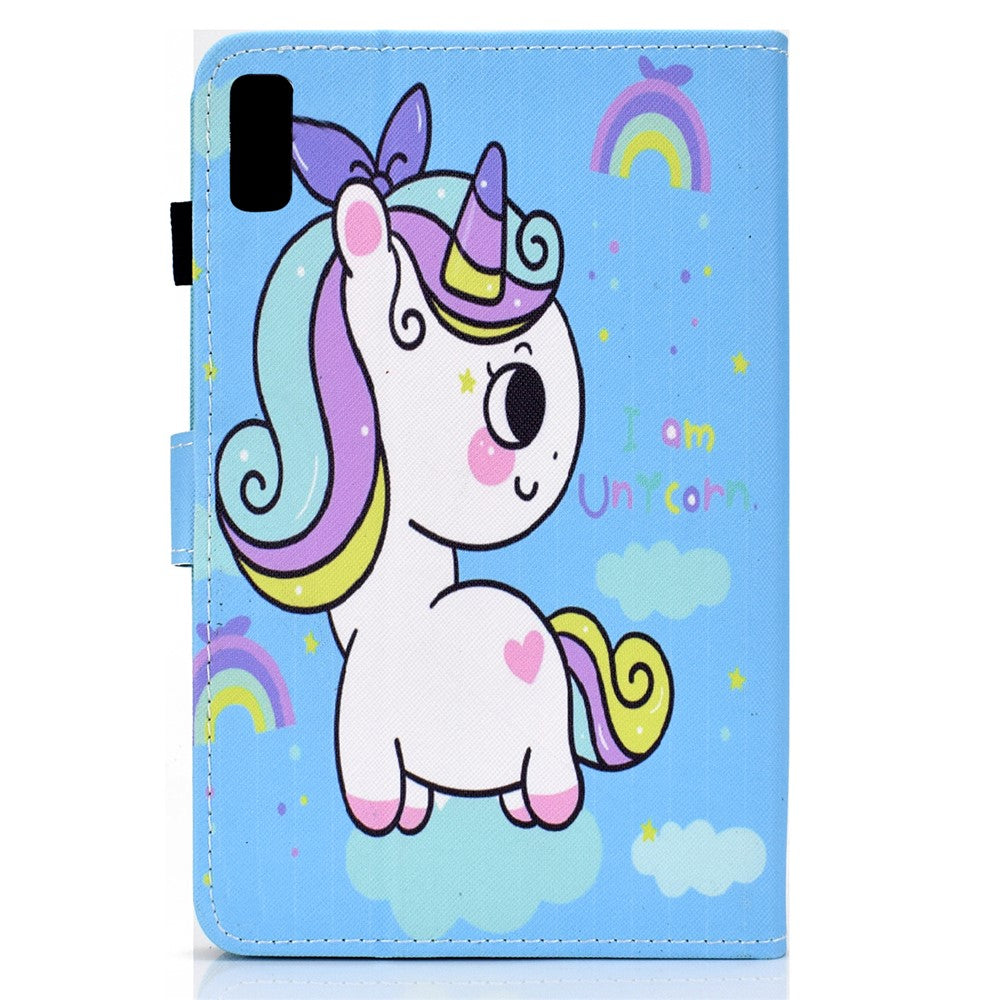 For Lenovo Tab M9 TB-310FU PU Leather Tablet Case A2 Pattern Printing Stand Card Slot Cover - Rainbow Unicorn