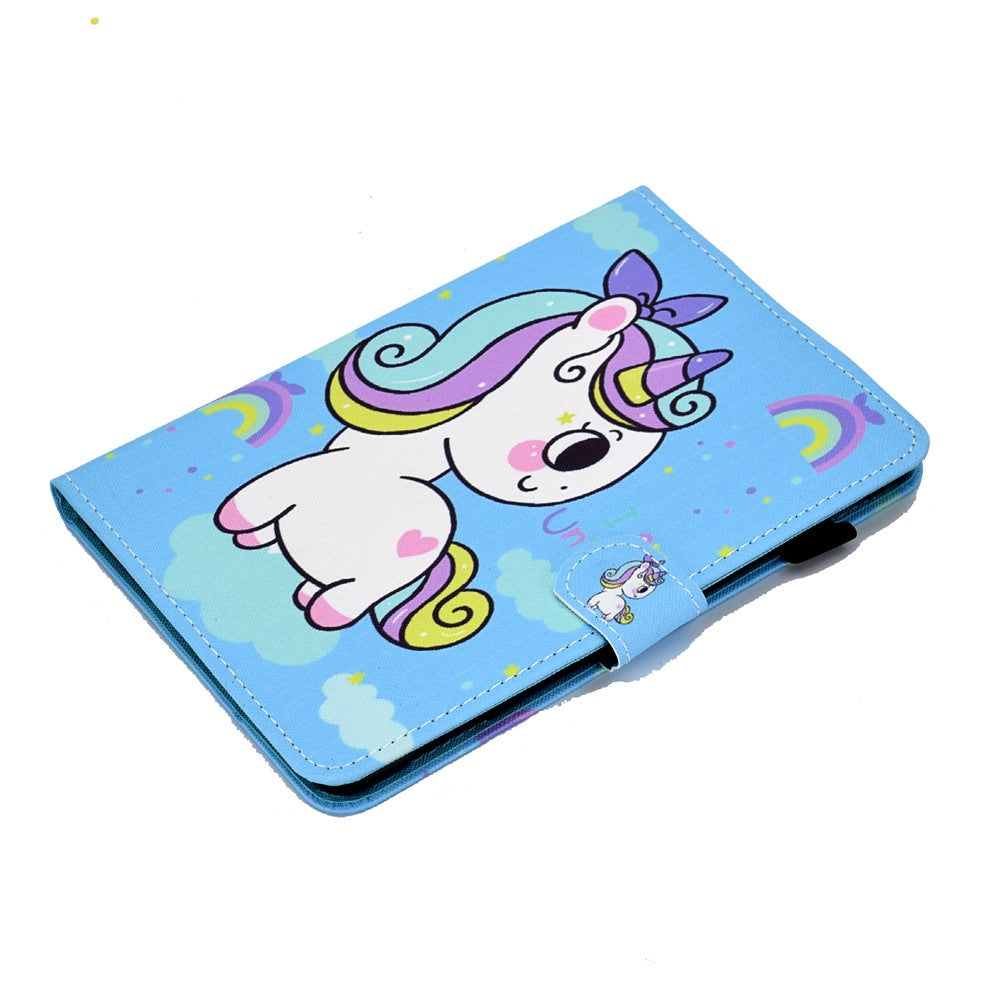 For Lenovo Tab M9 TB-310FU PU Leather Tablet Case A2 Pattern Printing Stand Card Slot Cover - Rainbow Unicorn