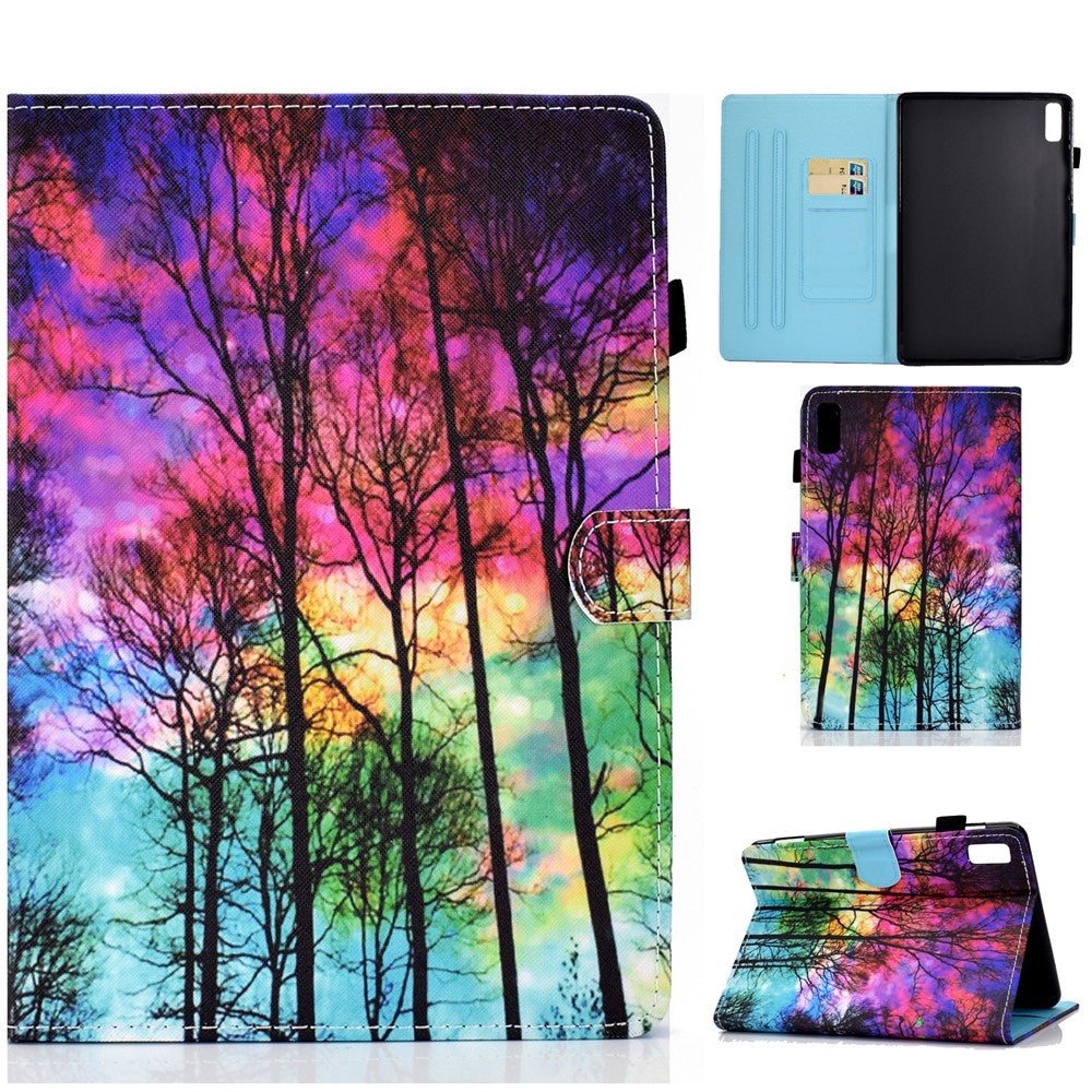 For Lenovo Tab M9 TB-310FU PU Leather Tablet Case A2 Pattern Printing Stand Card Slot Cover - Forest