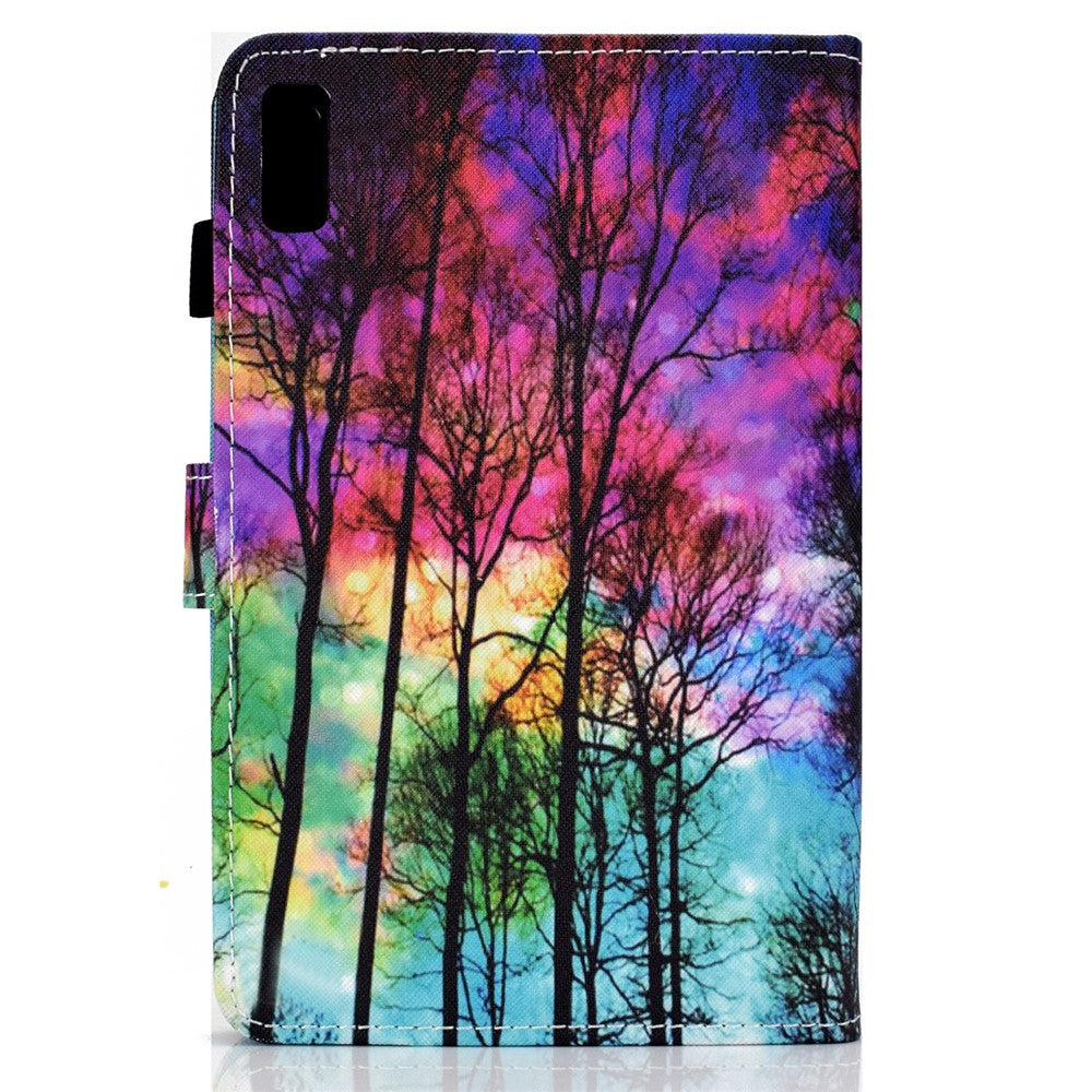 For Lenovo Tab M9 TB-310FU PU Leather Tablet Case A2 Pattern Printing Stand Card Slot Cover - Forest