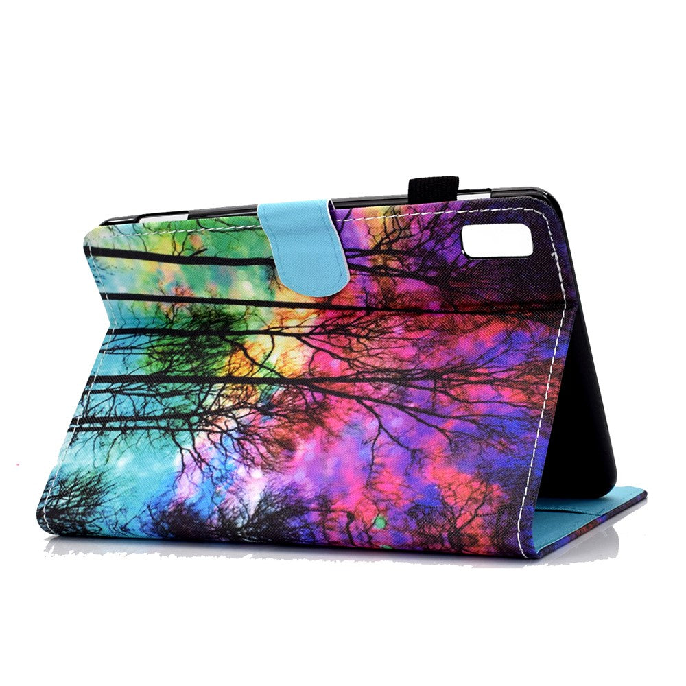 For Lenovo Tab M9 TB-310FU PU Leather Tablet Case A2 Pattern Printing Stand Card Slot Cover - Forest