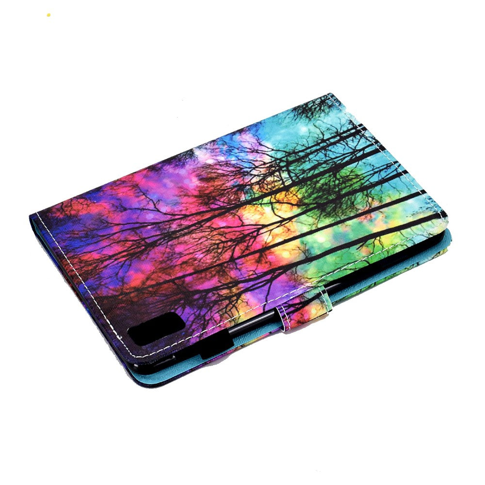 For Lenovo Tab M9 TB-310FU PU Leather Tablet Case A2 Pattern Printing Stand Card Slot Cover - Forest