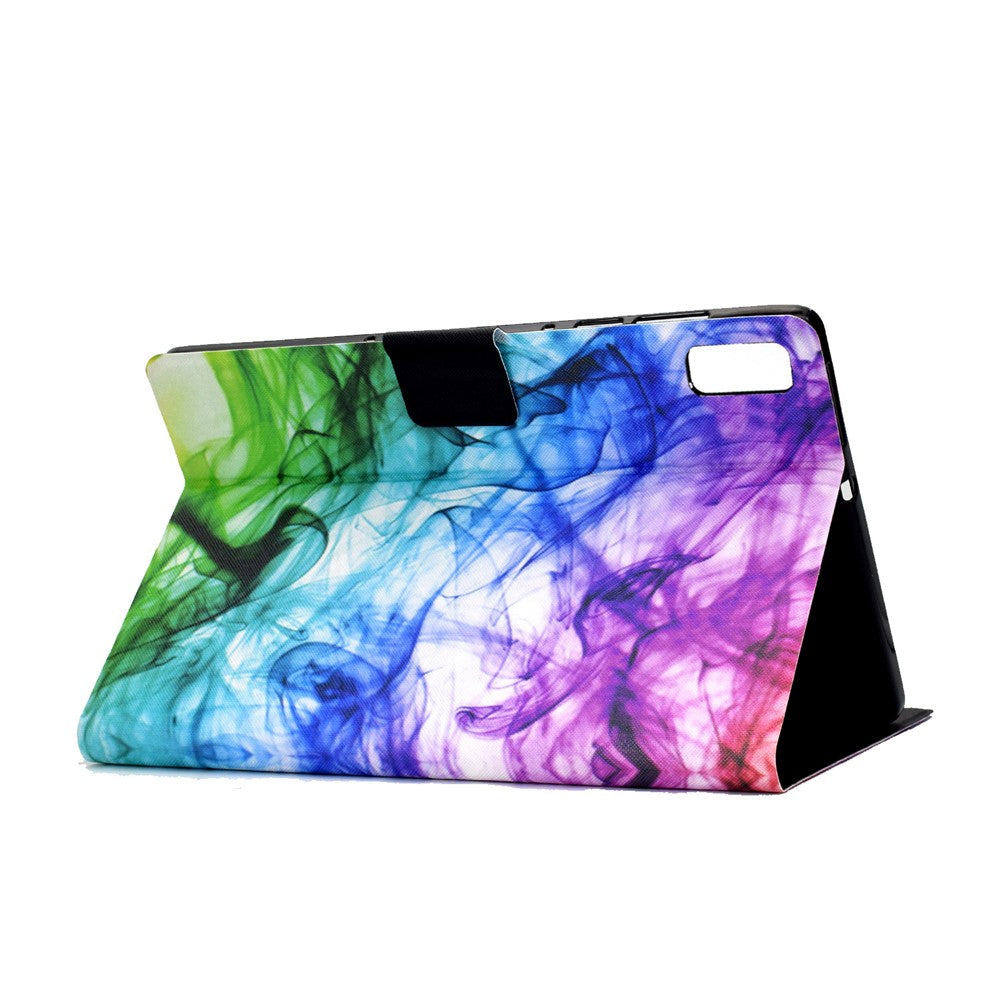 For Lenovo Tab M9 TB-310FU A3 Pattern Printing Stand Case PU Leather Card Slot Tablet Cover - Smoke