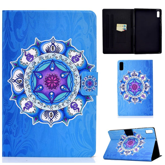 For Lenovo Tab M9 TB-310FU A3 Pattern Printing Stand Case PU Leather Card Slot Tablet Cover - Mandala