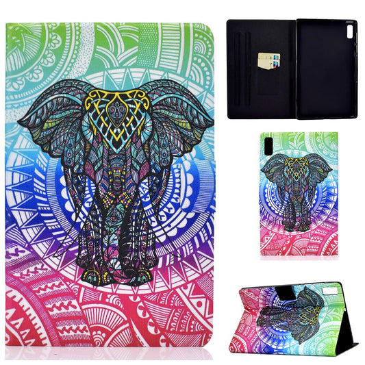 For Lenovo Tab M9 TB-310FU A3 Pattern Printing Stand Case PU Leather Card Slot Tablet Cover - Elephant