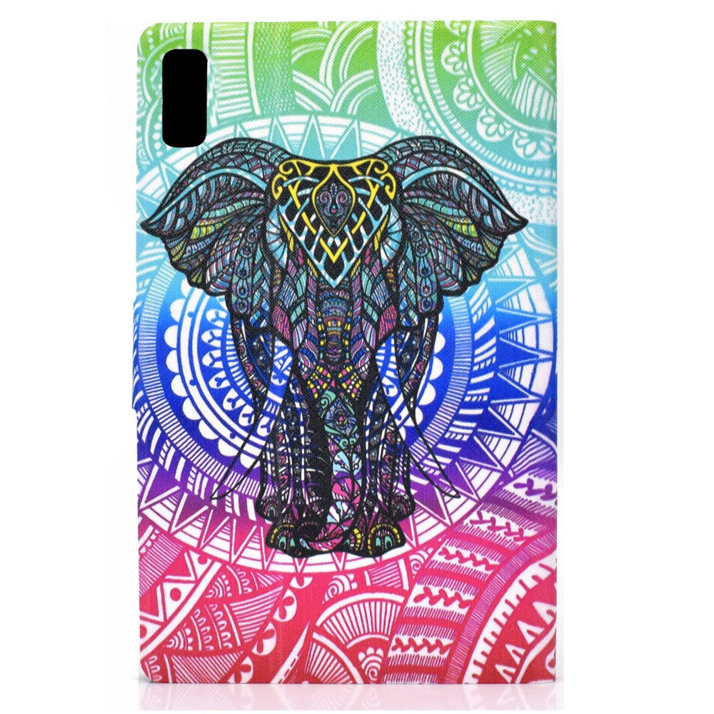 For Lenovo Tab M9 TB-310FU A3 Pattern Printing Stand Case PU Leather Card Slot Tablet Cover - Elephant