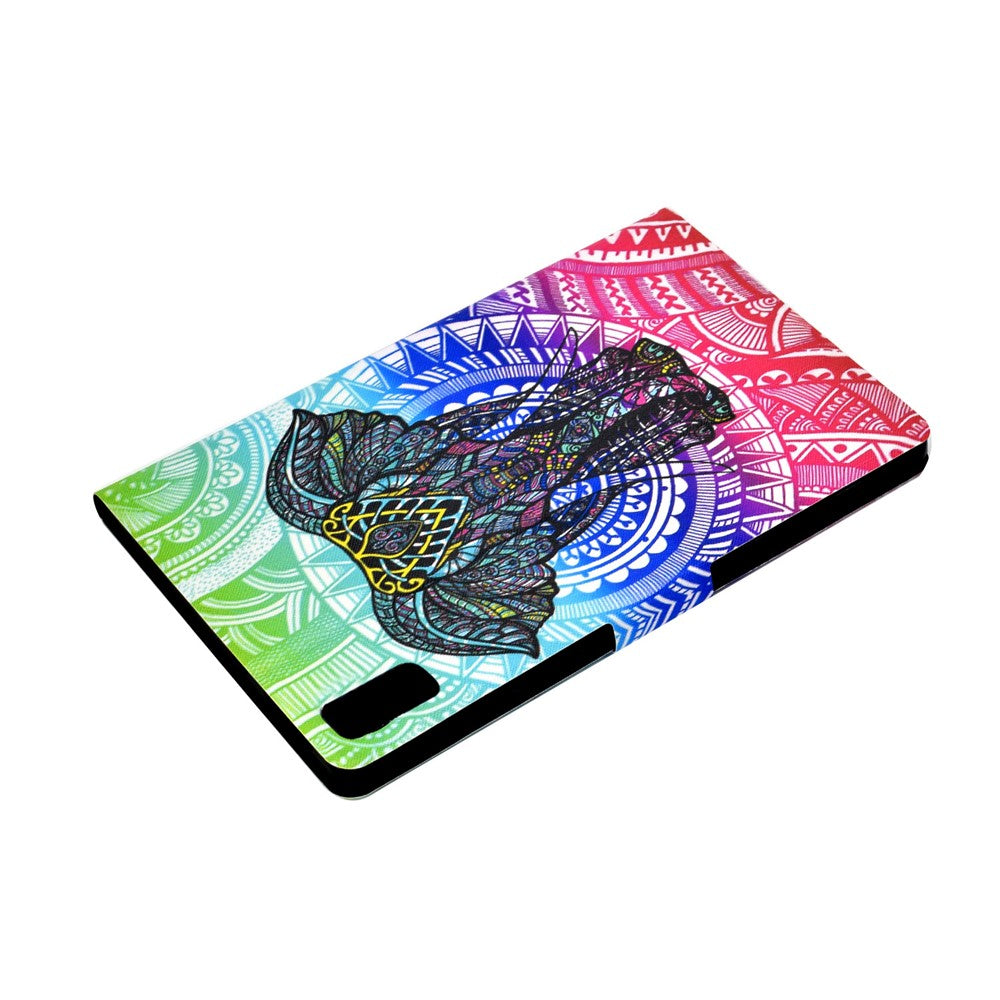 For Lenovo Tab M9 TB-310FU A3 Pattern Printing Stand Case PU Leather Card Slot Tablet Cover - Elephant