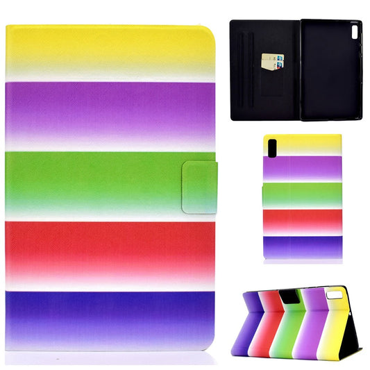 For Lenovo Tab M9 TB-310FU A3 Pattern Printing Stand Case PU Leather Card Slot Tablet Cover - Rainbow