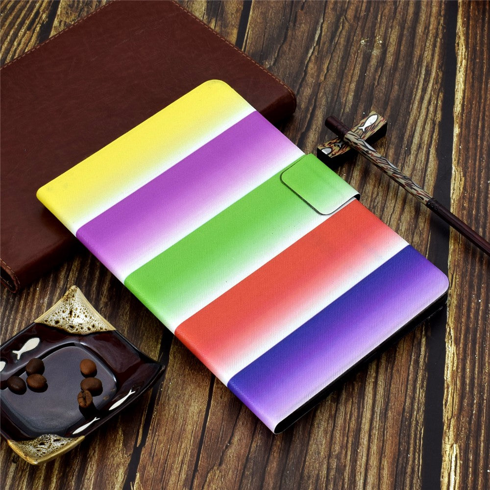 For Lenovo Tab M9 TB-310FU A3 Pattern Printing Stand Case PU Leather Card Slot Tablet Cover - Rainbow