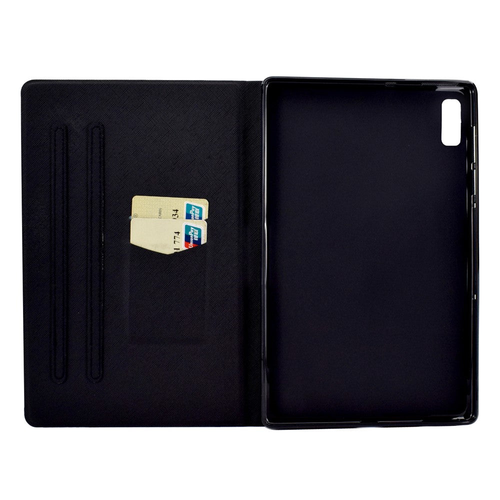 For Lenovo Tab M9 TB-310FU A3 Pattern Printing Stand Case PU Leather Card Slot Tablet Cover - Blue Marble