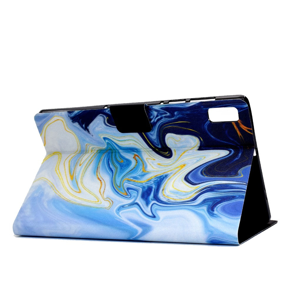 For Lenovo Tab M9 TB-310FU A3 Pattern Printing Stand Case PU Leather Card Slot Tablet Cover - Blue Marble
