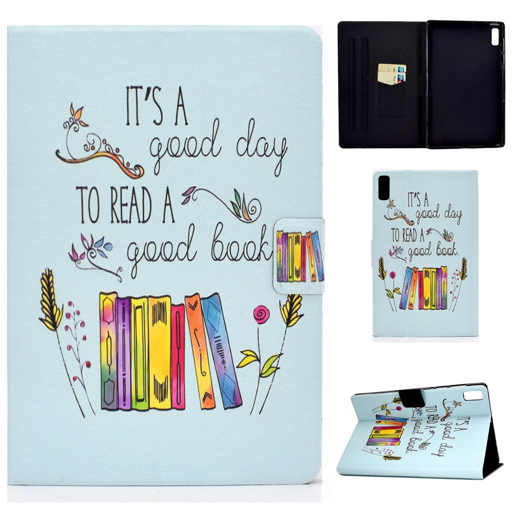 For Lenovo Tab M9 TB-310FU A3 Pattern Printing Stand Case PU Leather Card Slot Tablet Cover - Colorful Books