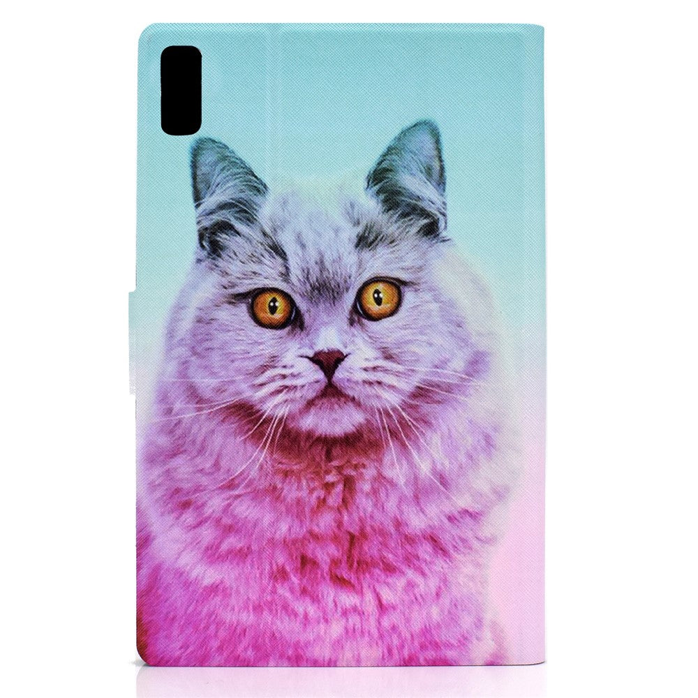 For Lenovo Tab M9 TB-310FU A3 Pattern Printing Stand Case PU Leather Card Slot Tablet Cover - Pink Cat