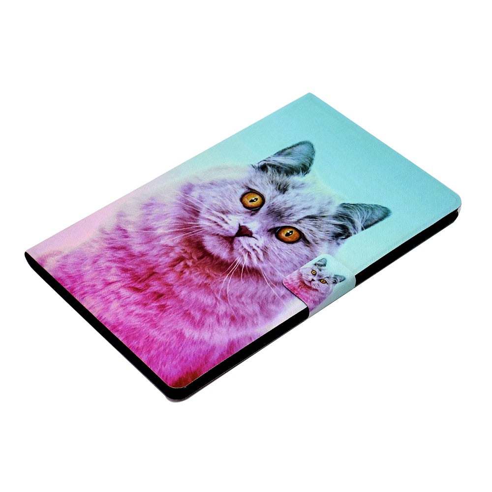 For Lenovo Tab M9 TB-310FU A3 Pattern Printing Stand Case PU Leather Card Slot Tablet Cover - Pink Cat