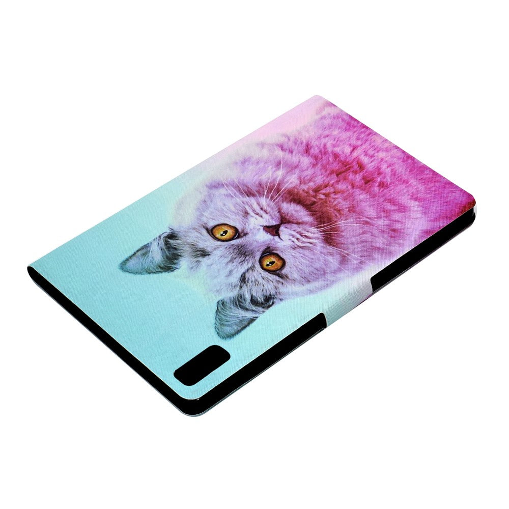 For Lenovo Tab M9 TB-310FU A3 Pattern Printing Stand Case PU Leather Card Slot Tablet Cover - Pink Cat