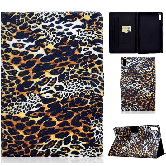 For Lenovo Tab M9 TB-310FU A3 Pattern Printing Stand Case PU Leather Card Slot Tablet Cover - Leopard