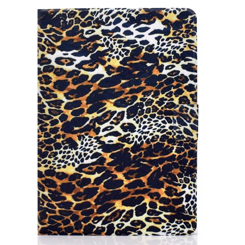 For Lenovo Tab M9 TB-310FU A3 Pattern Printing Stand Case PU Leather Card Slot Tablet Cover - Leopard