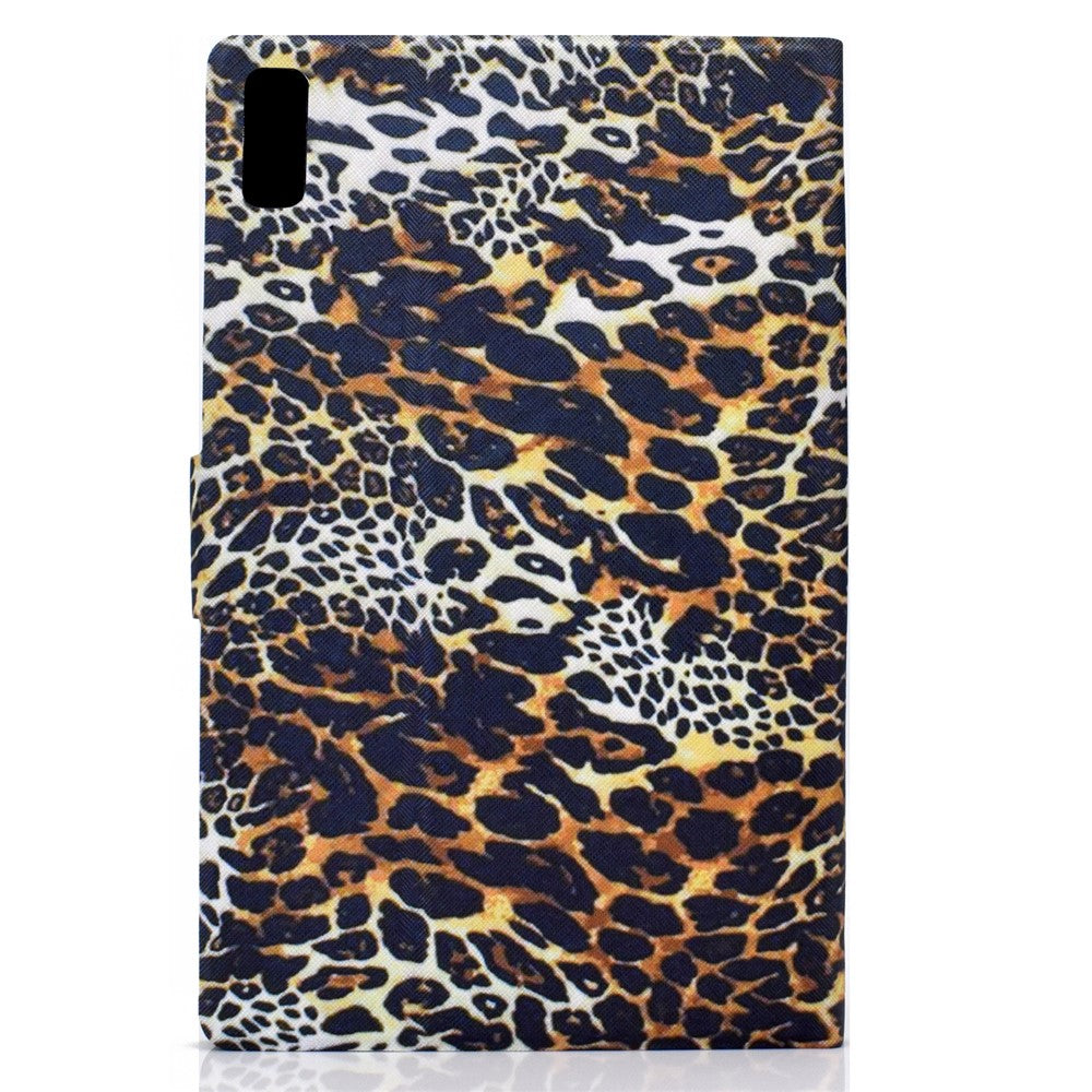 For Lenovo Tab M9 TB-310FU A3 Pattern Printing Stand Case PU Leather Card Slot Tablet Cover - Leopard