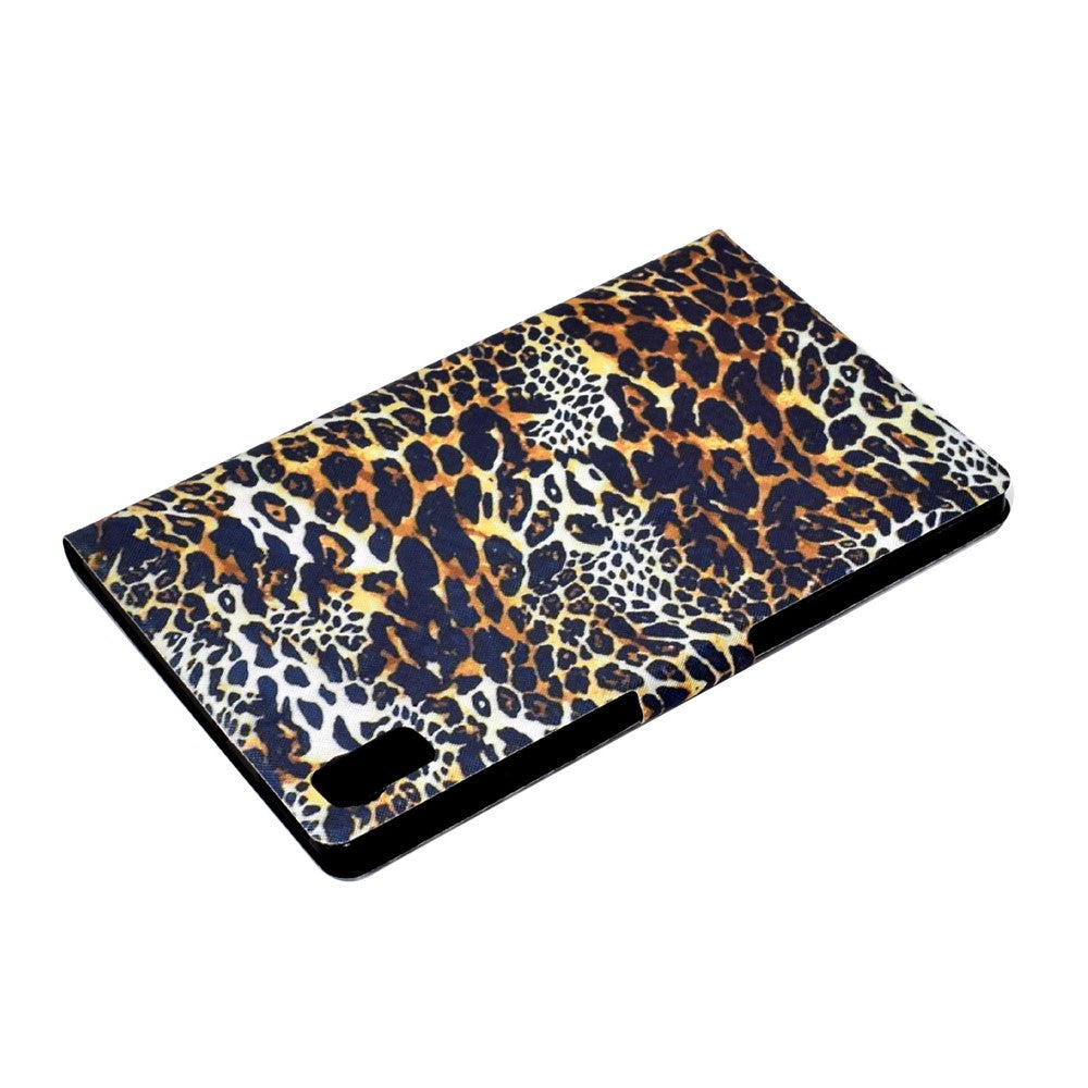 For Lenovo Tab M9 TB-310FU A3 Pattern Printing Stand Case PU Leather Card Slot Tablet Cover - Leopard