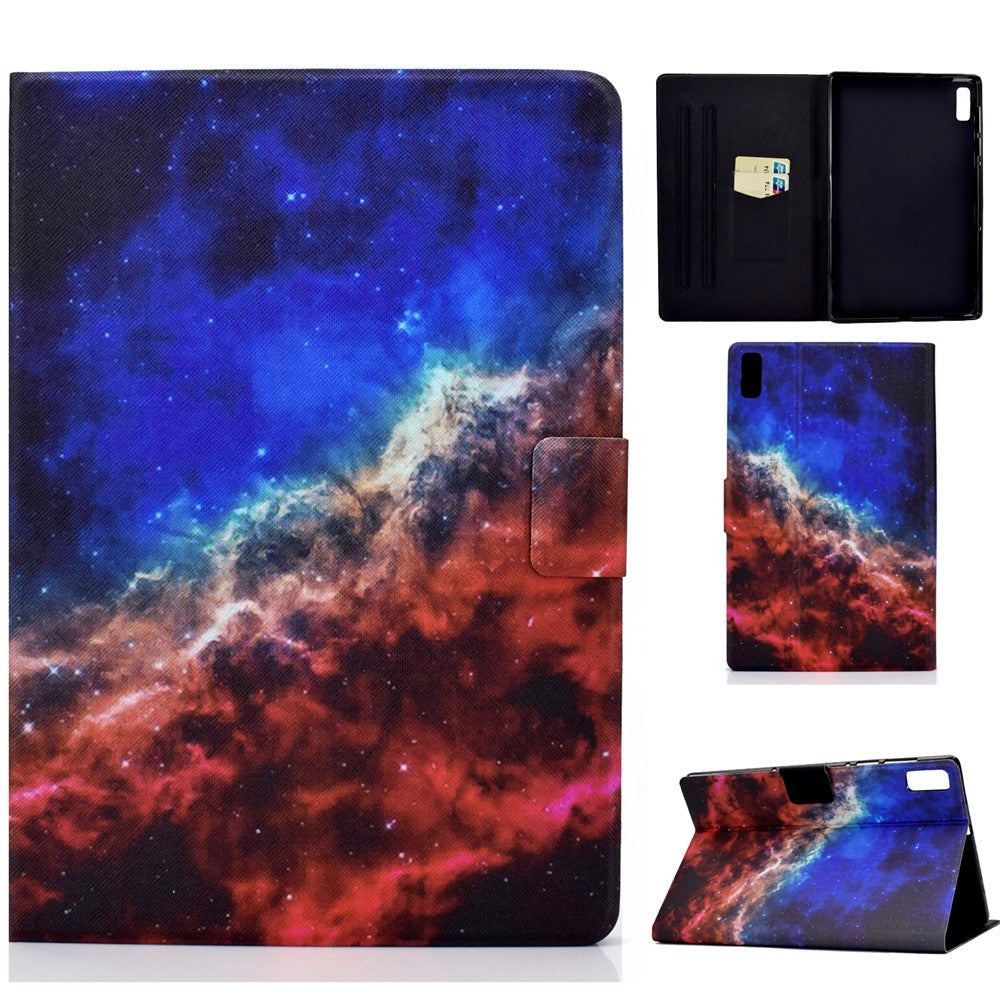 For Lenovo Tab M9 TB-310FU A3 Pattern Printing Stand Case PU Leather Card Slot Tablet Cover - Starry Sky