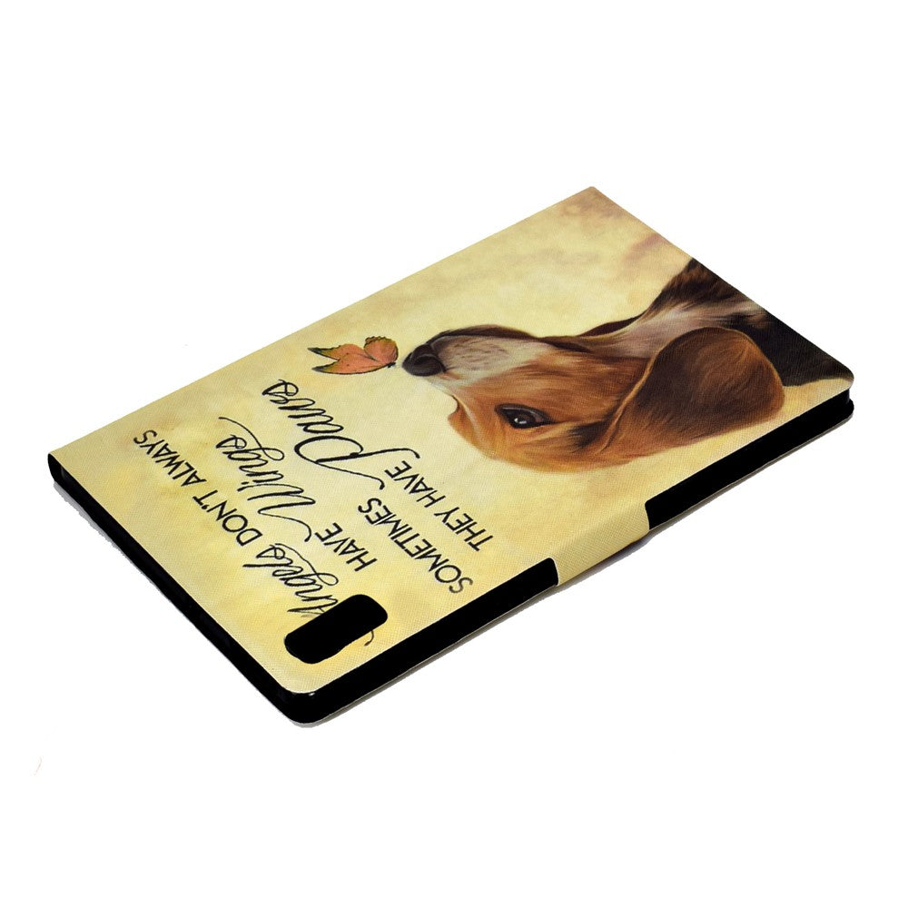 For Lenovo Tab M9 TB-310FU PU Leather Tablet Case A4 Pattern Printing Stand Card Holder Cover - Butterfly and Dog