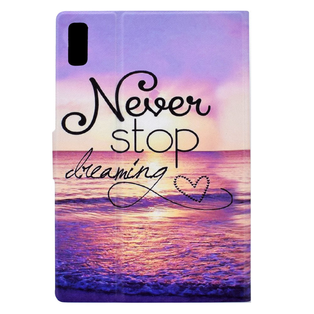 For Lenovo Tab M9 TB-310FU PU Leather Tablet Case A4 Pattern Printing Stand Card Holder Cover - Seawater