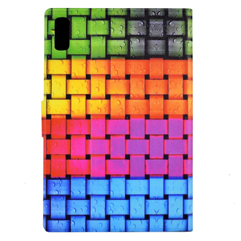 For Lenovo Tab M9 TB-310FU PU Leather Tablet Case A4 Pattern Printing Stand Card Holder Cover - Knitted Strip