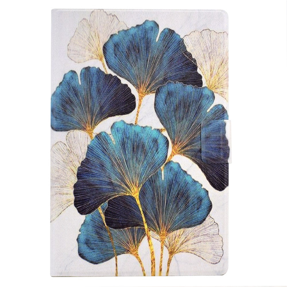 For Lenovo Tab M9 TB-310FU PU Leather Tablet Case A4 Pattern Printing Stand Card Holder Cover - Leaf