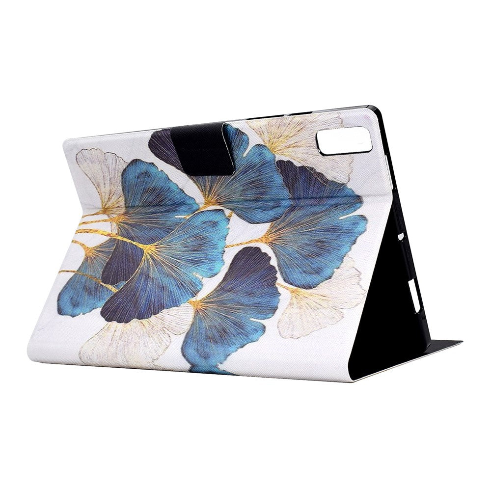 For Lenovo Tab M9 TB-310FU PU Leather Tablet Case A4 Pattern Printing Stand Card Holder Cover - Leaf