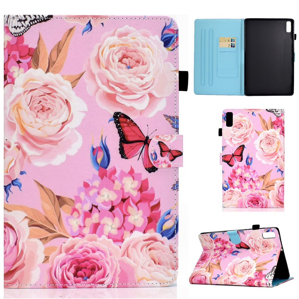 For Lenovo Tab P11 Gen 2 TB-350 A1 Pattern Printing Flip Cover PU Leather Stand Card Holder Tablet Case - Flower and Butterfly