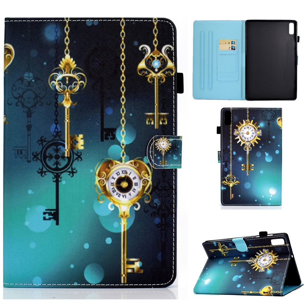 For Lenovo Tab P11 Gen 2 TB-350 A1 Pattern Printing Flip Cover PU Leather Stand Card Holder Tablet Case - Antique Clock