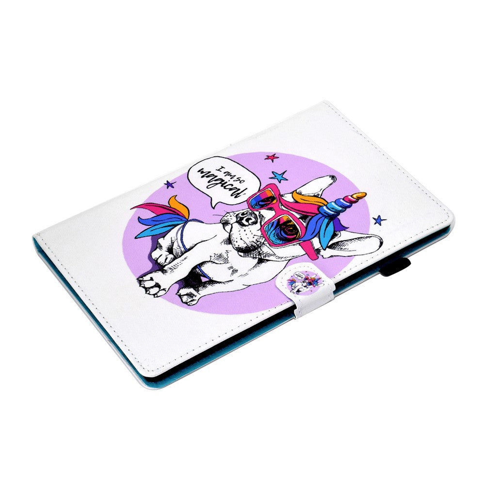 For Lenovo Tab P11 Gen 2 TB-350 PU Leather Protective Case A2 Pattern Printing Stand Tablet Cover with Card Holder - Unicorn Dog