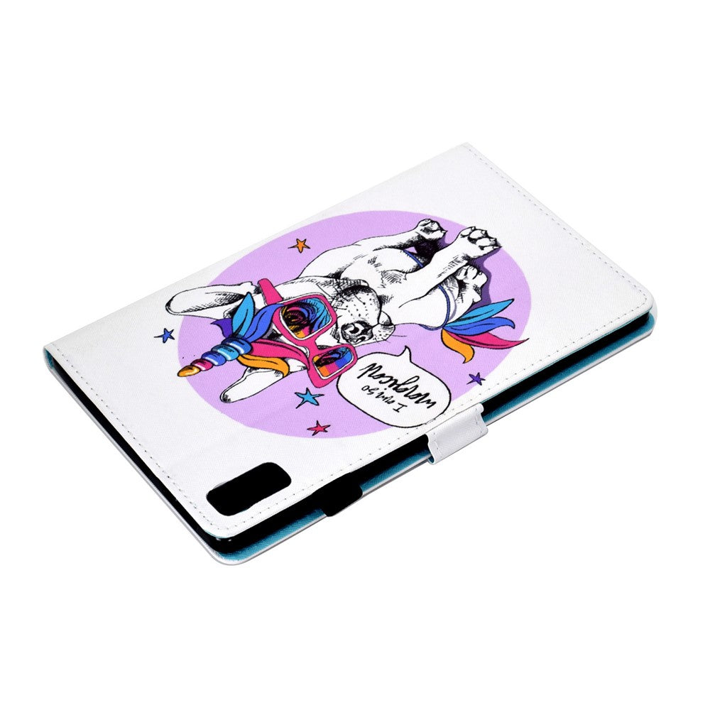 For Lenovo Tab P11 Gen 2 TB-350 PU Leather Protective Case A2 Pattern Printing Stand Tablet Cover with Card Holder - Unicorn Dog