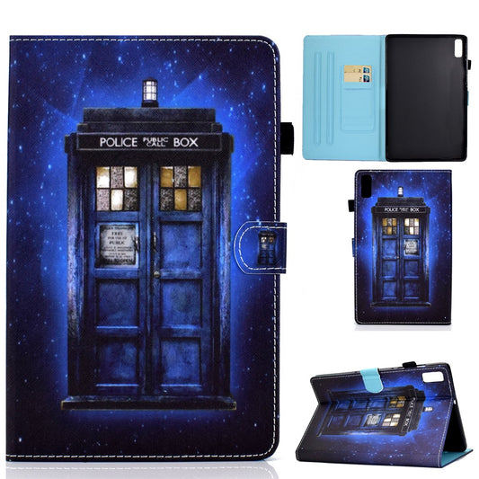 For Lenovo Tab P11 Gen 2 TB-350 PU Leather Protective Case A2 Pattern Printing Stand Tablet Cover with Card Holder - Police Box