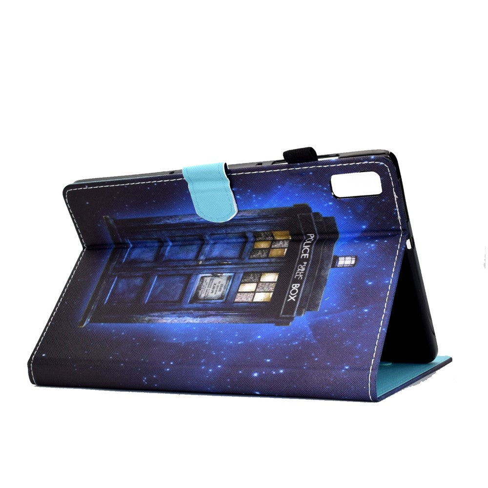 For Lenovo Tab P11 Gen 2 TB-350 PU Leather Protective Case A2 Pattern Printing Stand Tablet Cover with Card Holder - Police Box