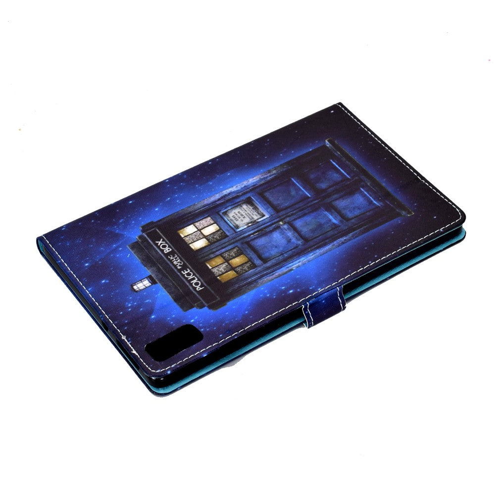 For Lenovo Tab P11 Gen 2 TB-350 PU Leather Protective Case A2 Pattern Printing Stand Tablet Cover with Card Holder - Police Box