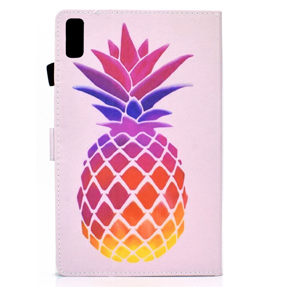 For Lenovo Tab P11 Gen 2 TB-350 PU Leather Protective Case A2 Pattern Printing Stand Tablet Cover with Card Holder - Pink Pineapple