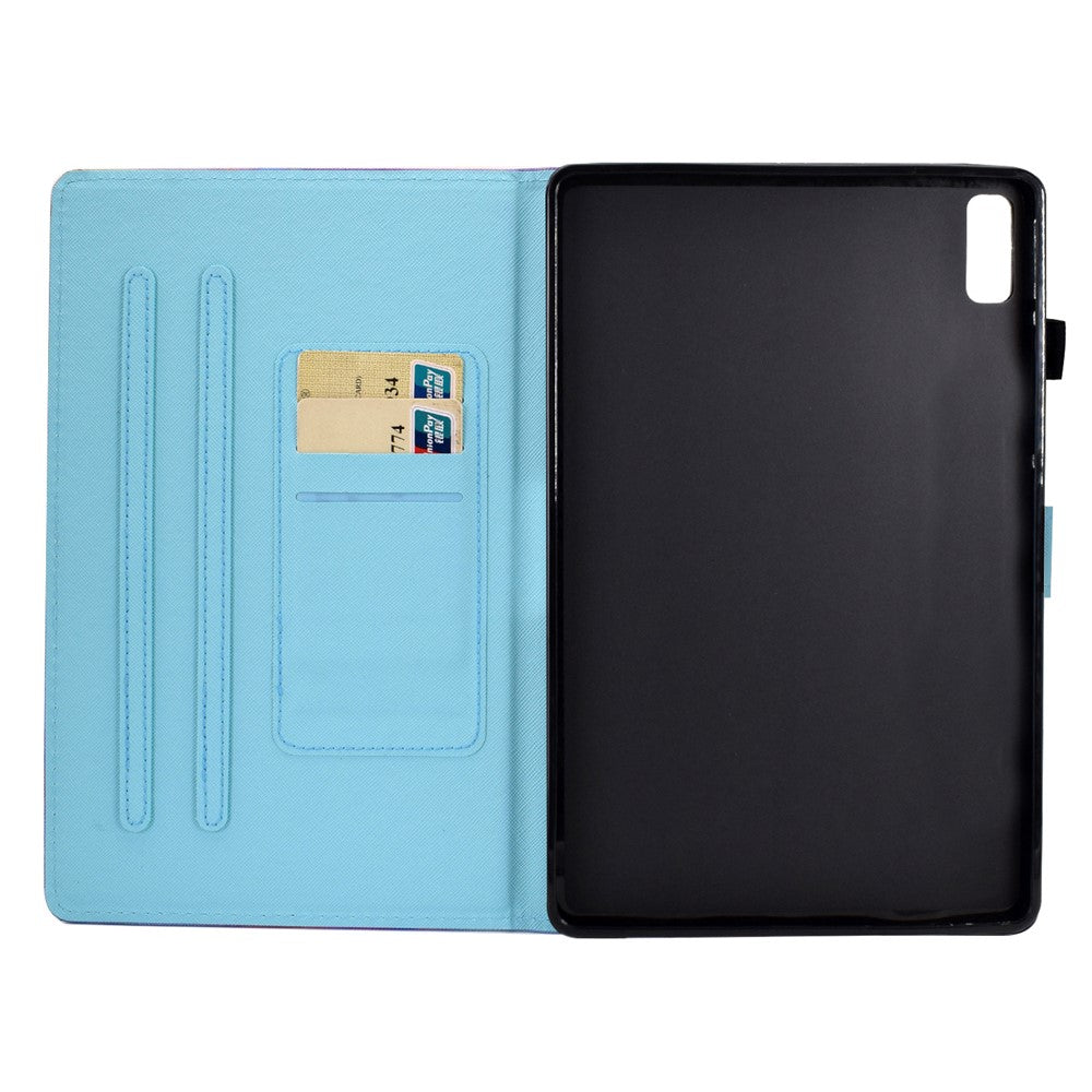 For Lenovo Tab P11 Gen 2 TB-350 PU Leather Protective Case A2 Pattern Printing Stand Tablet Cover with Card Holder - Pink Pineapple