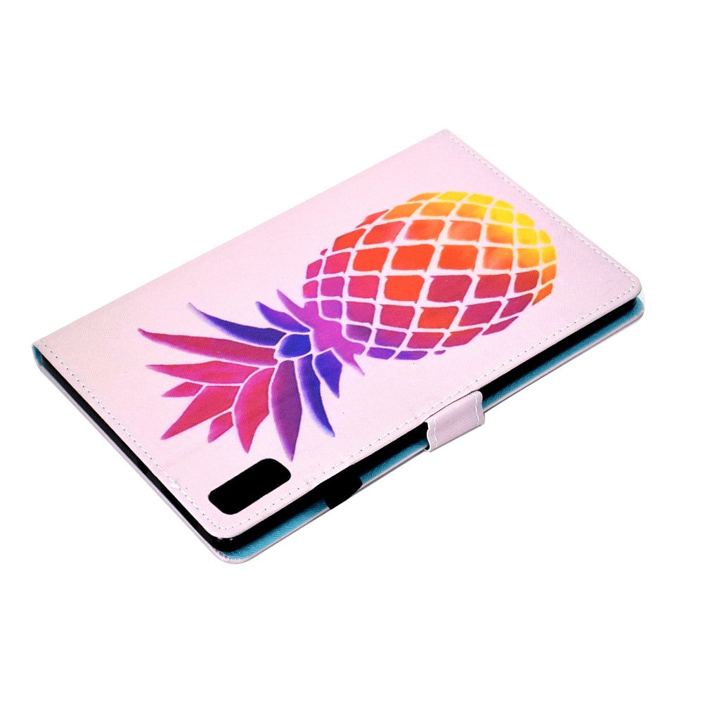 For Lenovo Tab P11 Gen 2 TB-350 PU Leather Protective Case A2 Pattern Printing Stand Tablet Cover with Card Holder - Pink Pineapple