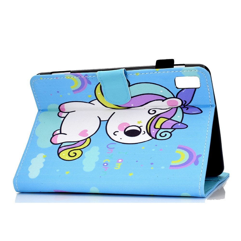 For Lenovo Tab P11 Gen 2 TB-350 PU Leather Protective Case A2 Pattern Printing Stand Tablet Cover with Card Holder - Rainbow Unicorn